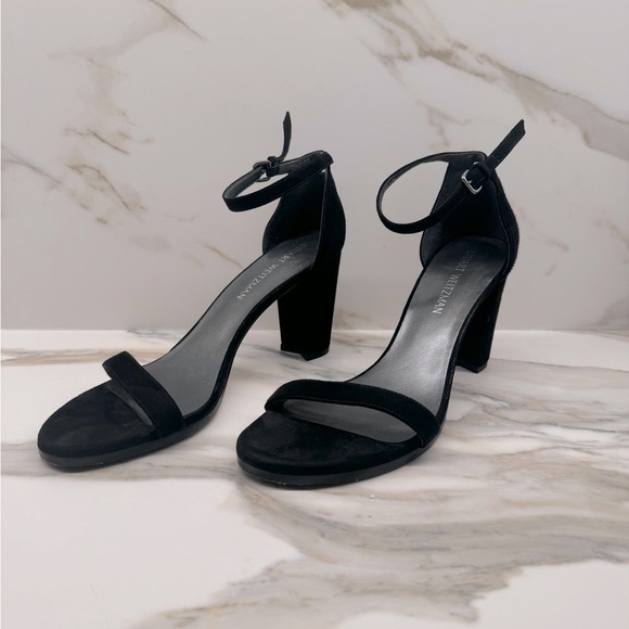 Stuart Weitzman Nearly Nude City Heels in Black Suede - Picture 2 of 11